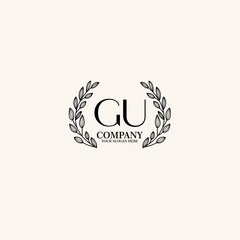 GU Beauty vector initial logo art  handwriting logo of initial signature, wedding, fashion, jewelry, boutique, floral