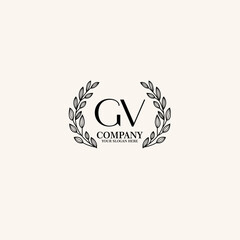GV Beauty vector initial logo art  handwriting logo of initial signature, wedding, fashion, jewelry, boutique, floral