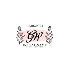 GW Initial letter handwriting and signature logo. Beauty vector initial logo .Fashion  boutique  floral and botanical