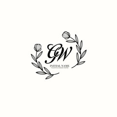 GW Initial letter handwriting and signature logo. Beauty vector initial logo .Fashion  boutique  floral and botanical