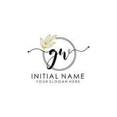 GW Luxury initial handwriting logo with flower template, logo for beauty, fashion, wedding, photography