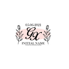 GX Initial letter handwriting and signature logo. Beauty vector initial logo .Fashion  boutique  floral and botanical