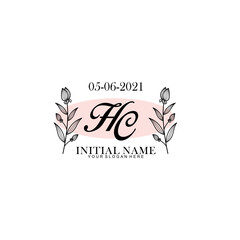 HC Initial letter handwriting and signature logo. Beauty vector initial logo .Fashion  boutique  floral and botanical