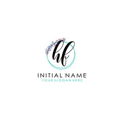 HF Initial letter handwriting and signature logo. Beauty vector initial logo .Fashion  boutique  floral and botanical