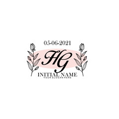 HG Initial letter handwriting and signature logo. Beauty vector initial logo .Fashion  boutique  floral and botanical