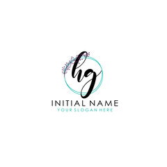HG Initial letter handwriting and signature logo. Beauty vector initial logo .Fashion  boutique  floral and botanical
