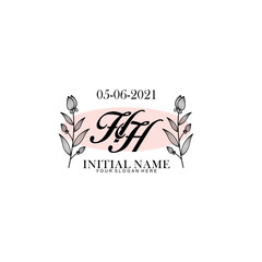 HH Initial letter handwriting and signature logo. Beauty vector initial logo .Fashion  boutique  floral and botanical