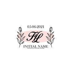 HL Initial letter handwriting and signature logo. Beauty vector initial logo .Fashion  boutique  floral and botanical