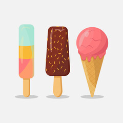 ice cream set fruit ice, ball and chocolate