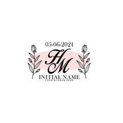 HM Initial letter handwriting and signature logo. Beauty vector initial logo .Fashion  boutique  floral and botanical