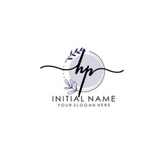 HP Luxury initial handwriting logo with flower template, logo for beauty, fashion, wedding, photography