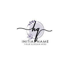 HQ Luxury initial handwriting logo with flower template, logo for beauty, fashion, wedding, photography