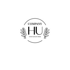 HU Beauty vector initial logo art  handwriting logo of initial signature, wedding, fashion, jewelry, boutique, floral