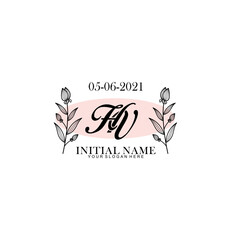 HV Initial letter handwriting and signature logo. Beauty vector initial logo .Fashion  boutique  floral and botanical