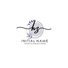 HZ Luxury initial handwriting logo with flower template, logo for beauty, fashion, wedding, photography