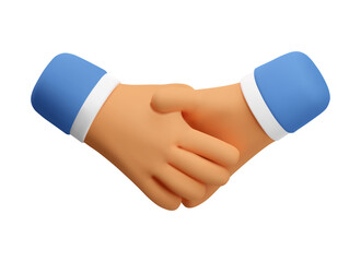 3d hand shake icon gesture. Vector cartoon handshake clip art. Realistic render deal illustration for social media - 497220781