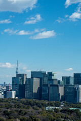 Fototapeta na wymiar Tokyo city center with skyscraper office buildings in Otemachi, Tokyo, Marunouchi, Hibiya, Kasumigaseki