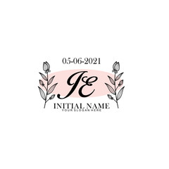 JE Initial letter handwriting and signature logo. Beauty vector initial logo .Fashion  boutique  floral and botanical