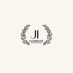 JI Beauty vector initial logo art  handwriting logo of initial signature, wedding, fashion, jewelry, boutique, floral