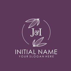 JI Beauty vector initial logo art  handwriting logo of initial signature, wedding, fashion, jewelry, boutique, floral