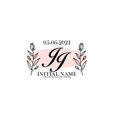 JJ Initial letter handwriting and signature logo. Beauty vector initial logo .Fashion  boutique  floral and botanical