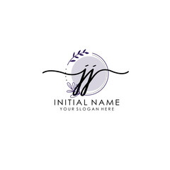JJ Luxury initial handwriting logo with flower template, logo for beauty, fashion, wedding, photography
