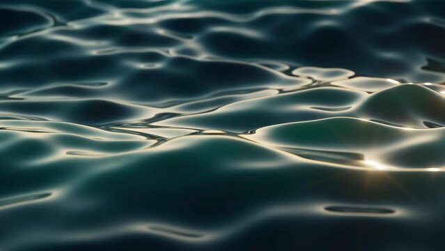 Beautiful Waves on Blue Abstract Water Surface Seamless. Looped 3d Animation 4k Ultra HD.