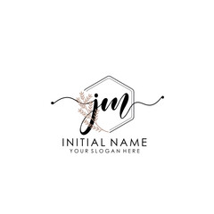 JM Luxury initial handwriting logo with flower template, logo for beauty, fashion, wedding, photography