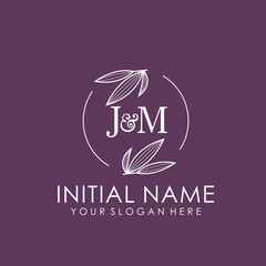 JM Beauty vector initial logo art  handwriting logo of initial signature, wedding, fashion, jewelry, boutique, floral