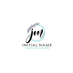 JM Initial letter handwriting and signature logo. Beauty vector initial logo .Fashion  boutique  floral and botanical