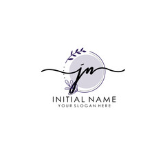 JN Luxury initial handwriting logo with flower template, logo for beauty, fashion, wedding, photography