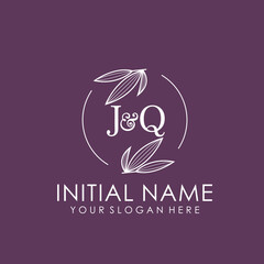 JQ Beauty vector initial logo art  handwriting logo of initial signature, wedding, fashion, jewelry, boutique, floral