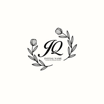 JQ Initial letter handwriting and signature logo. Beauty vector initial logo .Fashion  boutique  floral and botanical
