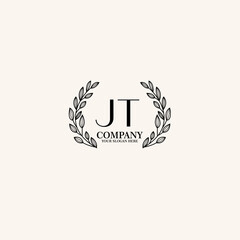 JT Beauty vector initial logo art  handwriting logo of initial signature, wedding, fashion, jewelry, boutique, floral