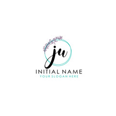 JU Initial letter handwriting and signature logo. Beauty vector initial logo .Fashion  boutique  floral and botanical