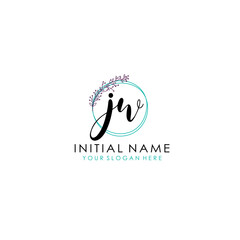 JW Initial letter handwriting and signature logo. Beauty vector initial logo .Fashion  boutique  floral and botanical