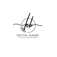 KB Luxury initial handwriting logo with flower template, logo for beauty, fashion, wedding, photography