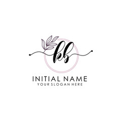 KB Luxury initial handwriting logo with flower template, logo for beauty, fashion, wedding, photography