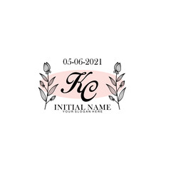 KC Initial letter handwriting and signature logo. Beauty vector initial logo .Fashion  boutique  floral and botanical