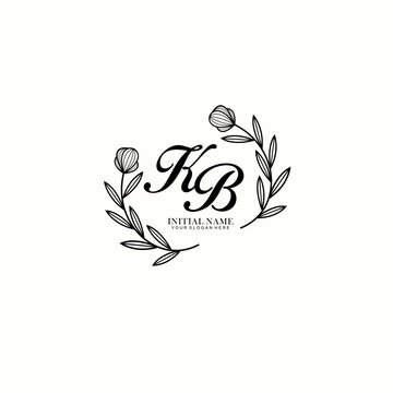 KB Initial letter handwriting and signature logo. Beauty vector initial logo .Fashion  boutique  floral and botanical