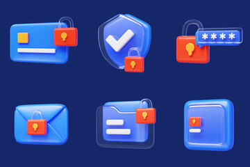 Set of 3d security icons