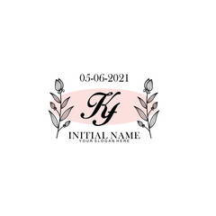 KF Initial letter handwriting and signature logo. Beauty vector initial logo .Fashion  boutique  floral and botanical
