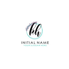 KH Initial letter handwriting and signature logo. Beauty vector initial logo .Fashion  boutique  floral and botanical