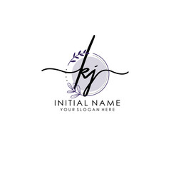 KJ Luxury initial handwriting logo with flower template, logo for beauty, fashion, wedding, photography