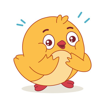 Cute cartoon chicken vector funny character.