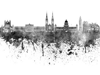Obraz premium Belfast skyline in black watercolor on white background
