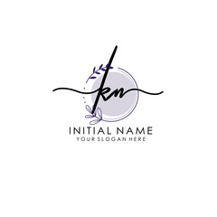 KN Luxury initial handwriting logo with flower template, logo for beauty, fashion, wedding, photography