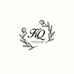 KQ Initial letter handwriting and signature logo. Beauty vector initial logo .Fashion  boutique  floral and botanical