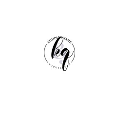 KQ Initial letter handwriting and signature logo. Beauty vector initial logo .Fashion  boutique  floral and botanical