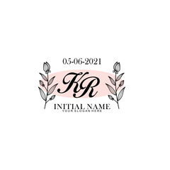 KR Initial letter handwriting and signature logo. Beauty vector initial logo .Fashion  boutique  floral and botanical